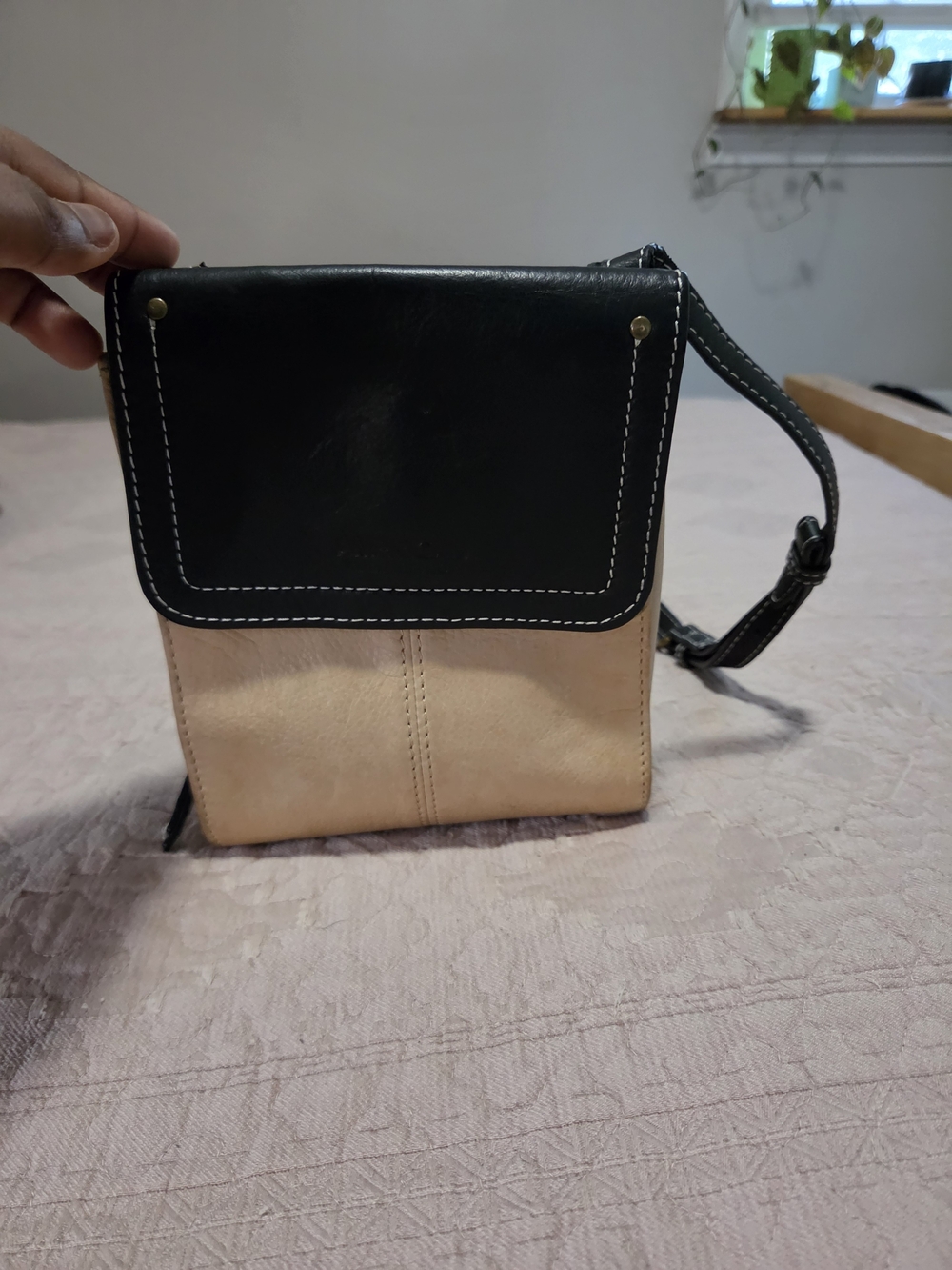 American Leather Co. Two-Tone Black and Beige Women’s Crossbody Bag